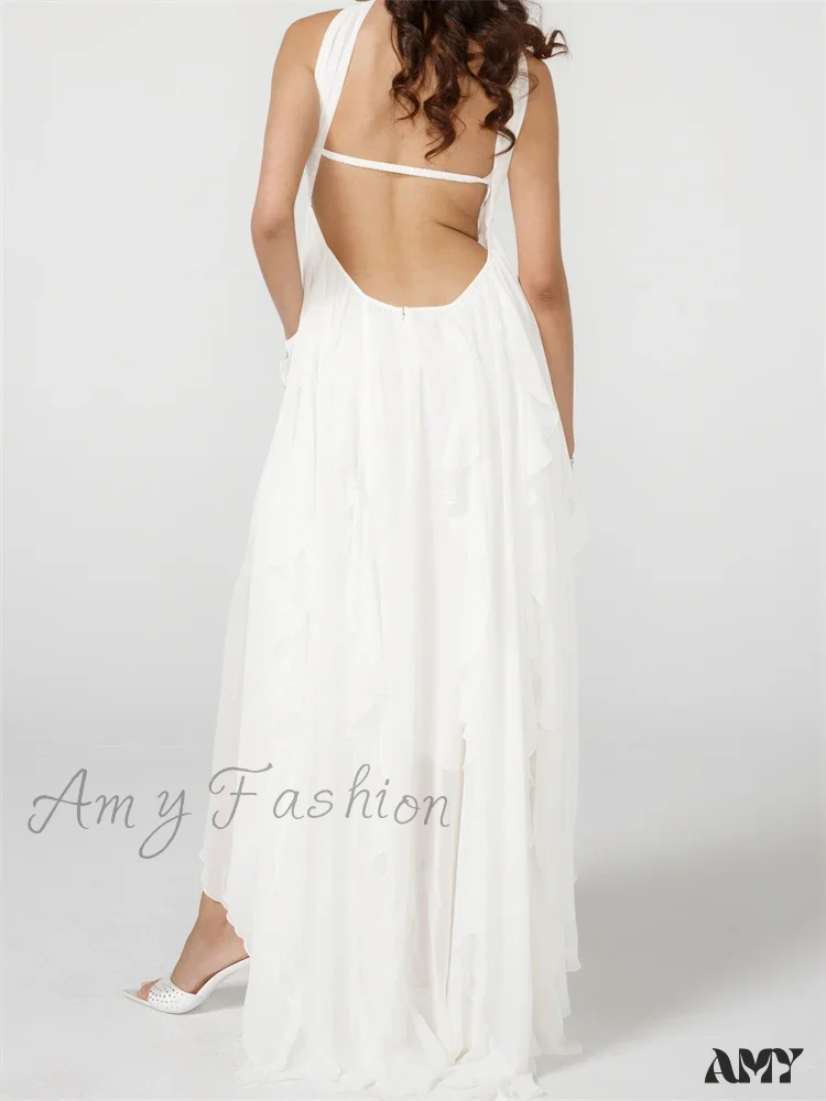 Amy Fashion - Women Y2K  Tube Sexy Strapless Off Shoulder Ruffle Tassel Evening Party Halter Backless Vestidos - Image 6