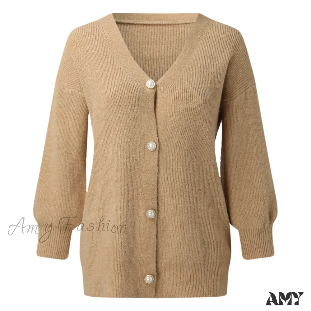 Amy Fashion - Solid Casual Cardigan Womens Cotton Sweaters - Image 5