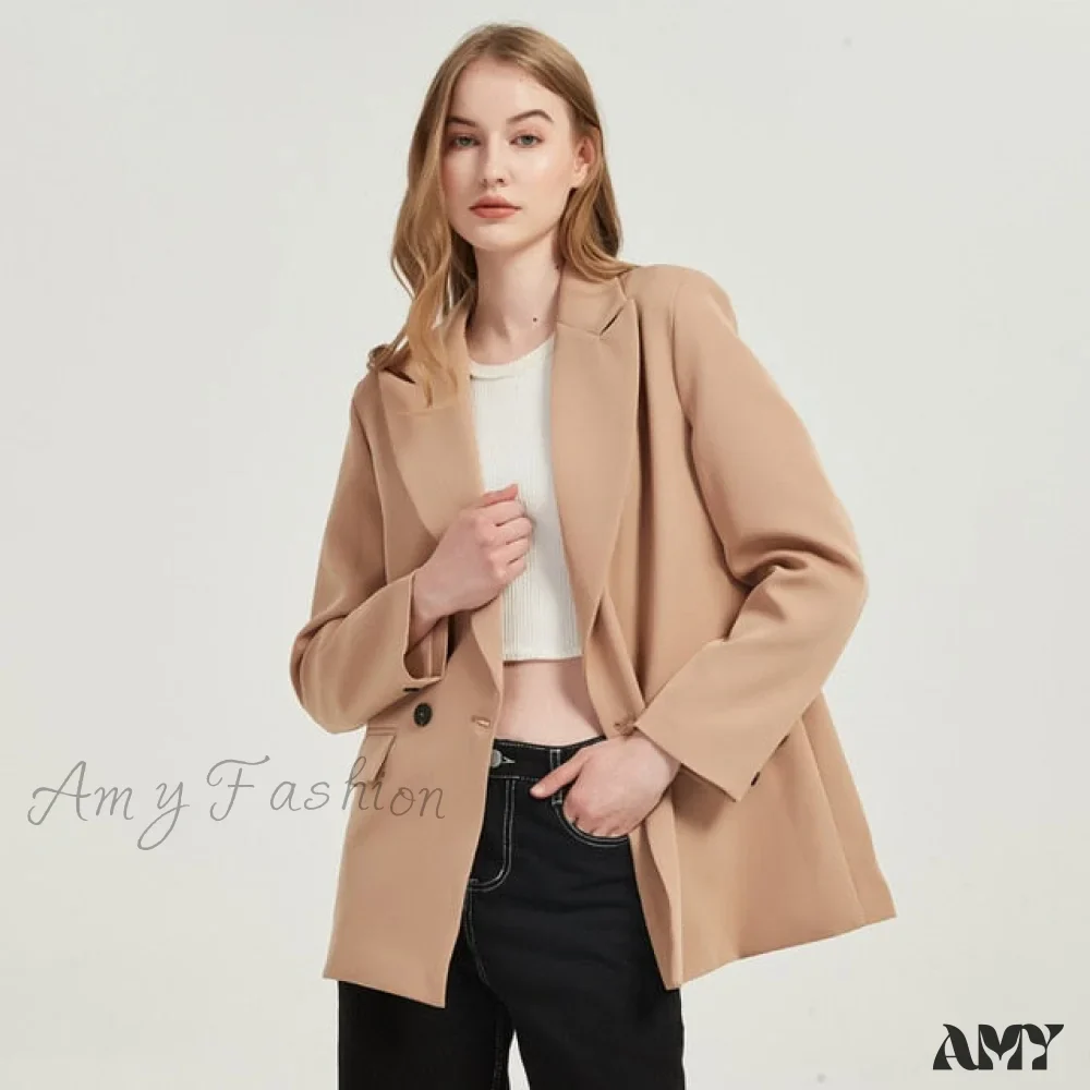 Amy Fashion - Casual Solid Color Pocket Decorative Blazer - Image 10