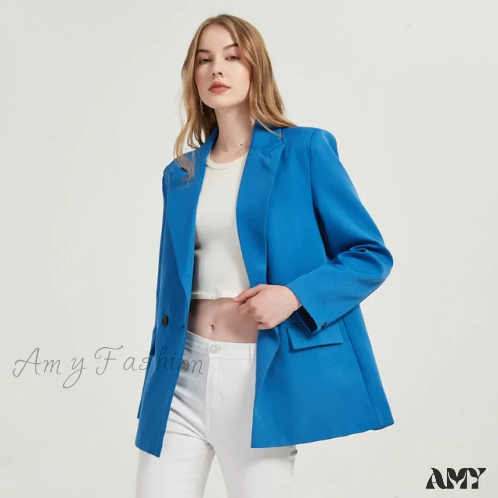 Amy Fashion - Casual Solid Color Pocket Decorative Blazer - Image 11