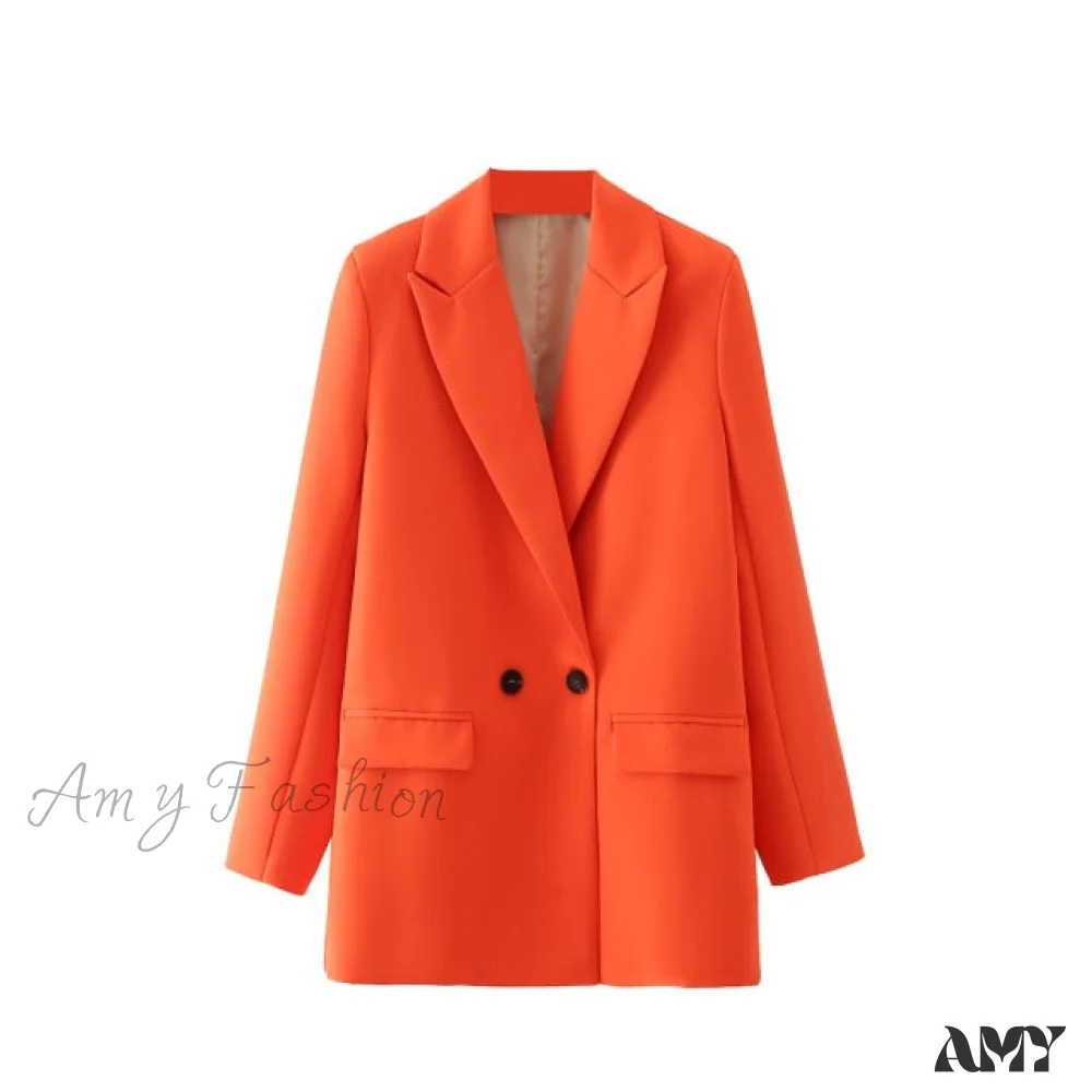 Amy Fashion - Casual Solid Color Pocket Decorative Blazer - Image 12