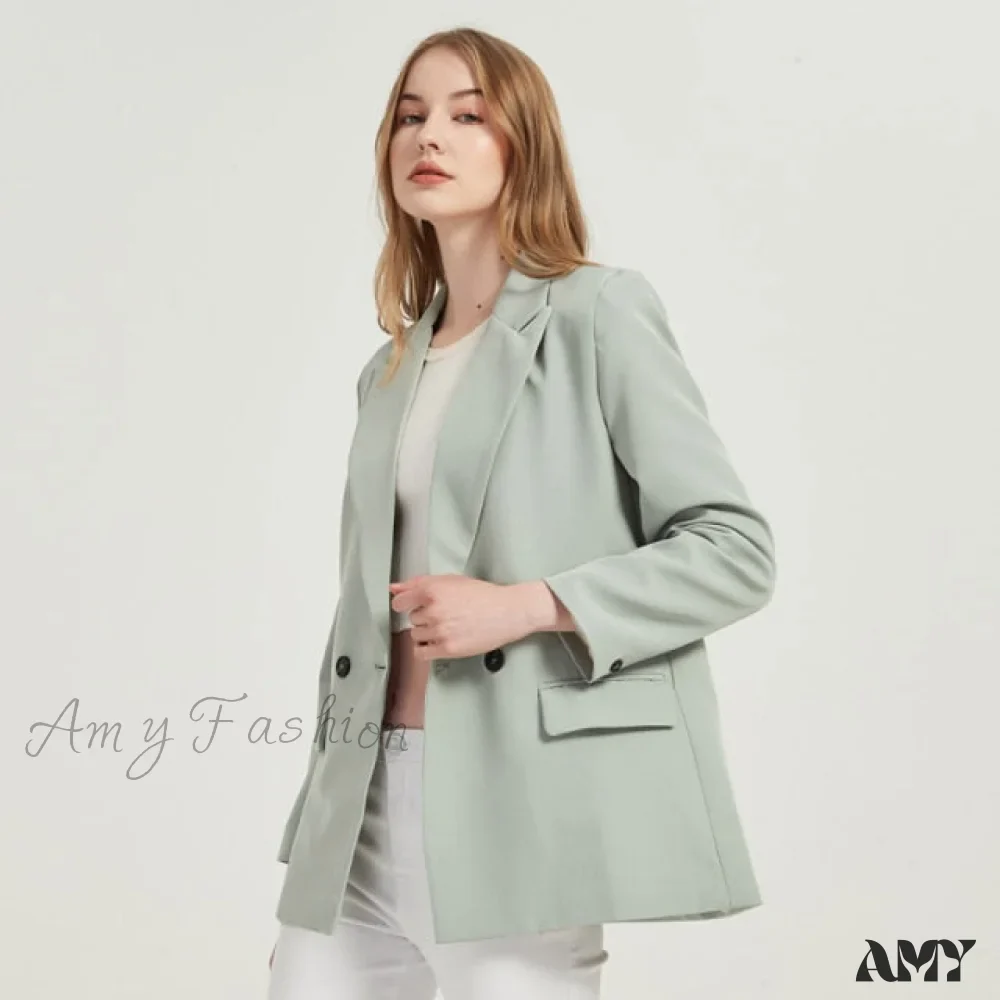 Amy Fashion - Casual Solid Color Pocket Decorative Blazer - Image 2