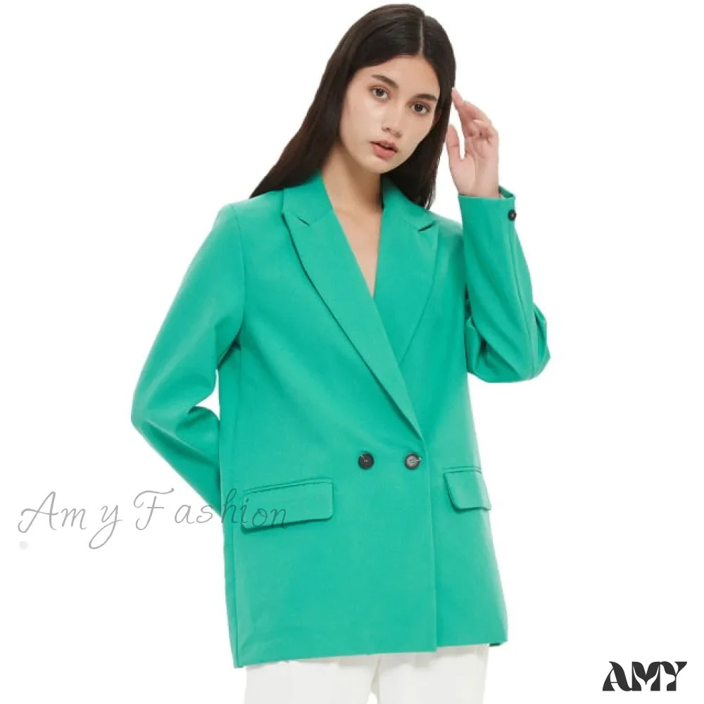 Amy Fashion - Casual Solid Color Pocket Decorative Blazer - Image 4