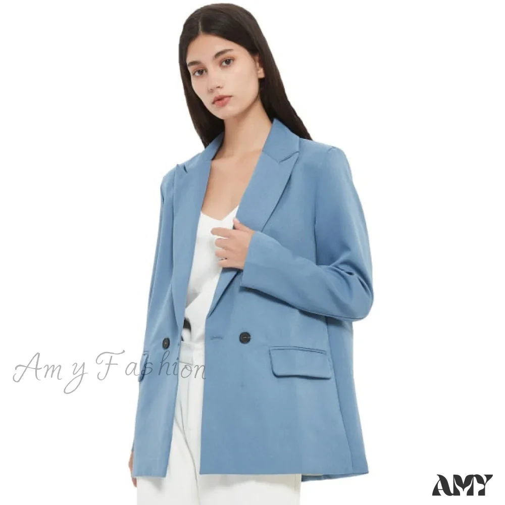 Amy Fashion - Casual Solid Color Pocket Decorative Blazer - Image 5