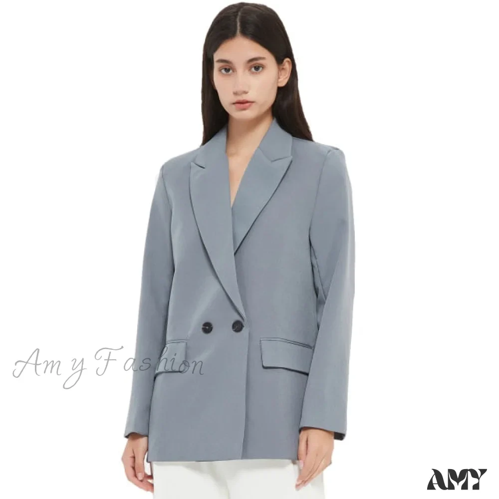Amy Fashion - Casual Solid Color Pocket Decorative Blazer - Image 6