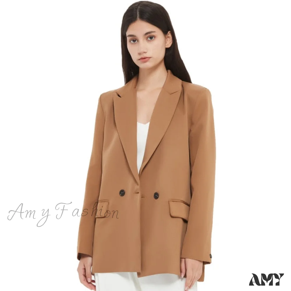 Amy Fashion - Casual Solid Color Pocket Decorative Blazer - Image 7