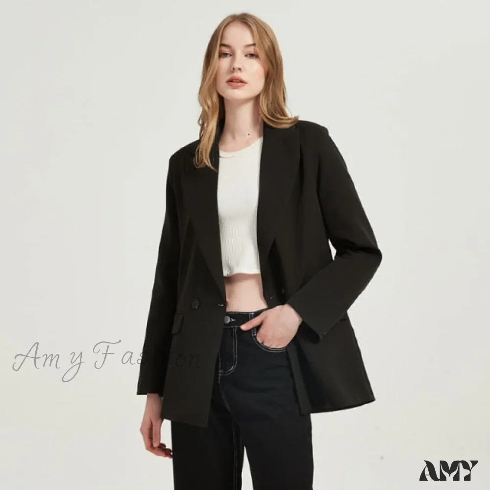 Amy Fashion - Casual Solid Color Pocket Decorative Blazer - Image 8