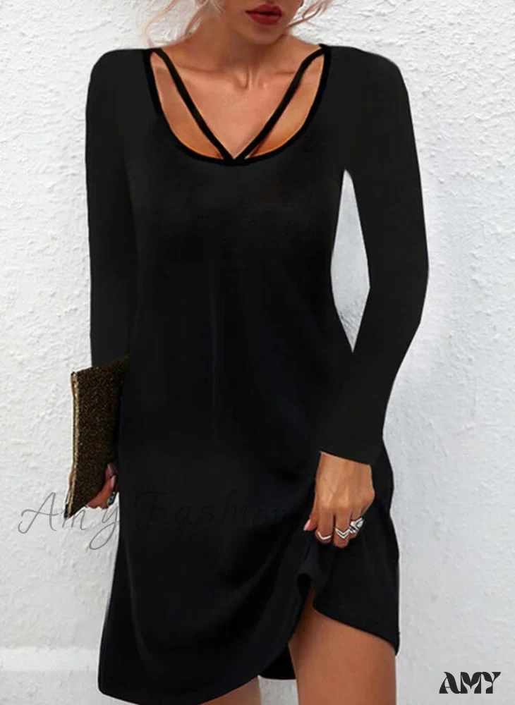 Amy Fashion - Sexy Lace Mesh Patchwork Long Sleeve Dress - Image 6