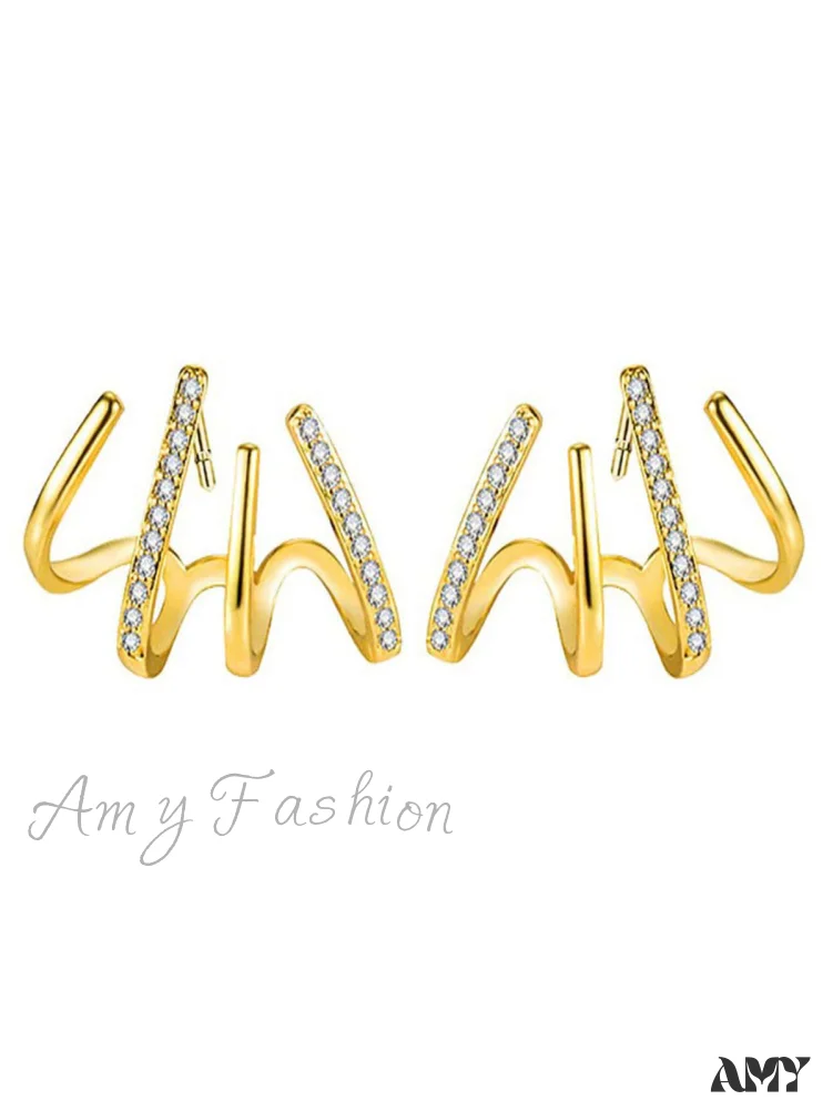 Amy Fashion - Women's Geometric One-piece Four-claw Design Earrings - Image 6