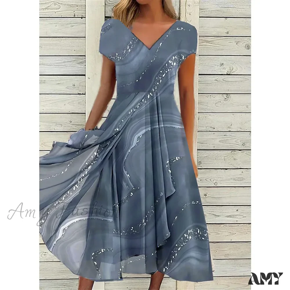 Women's Long Chiffon Stitching Lace Female Bridesmaids Elegant Maxi Pure Color Round Neck Long Vestidos Dress