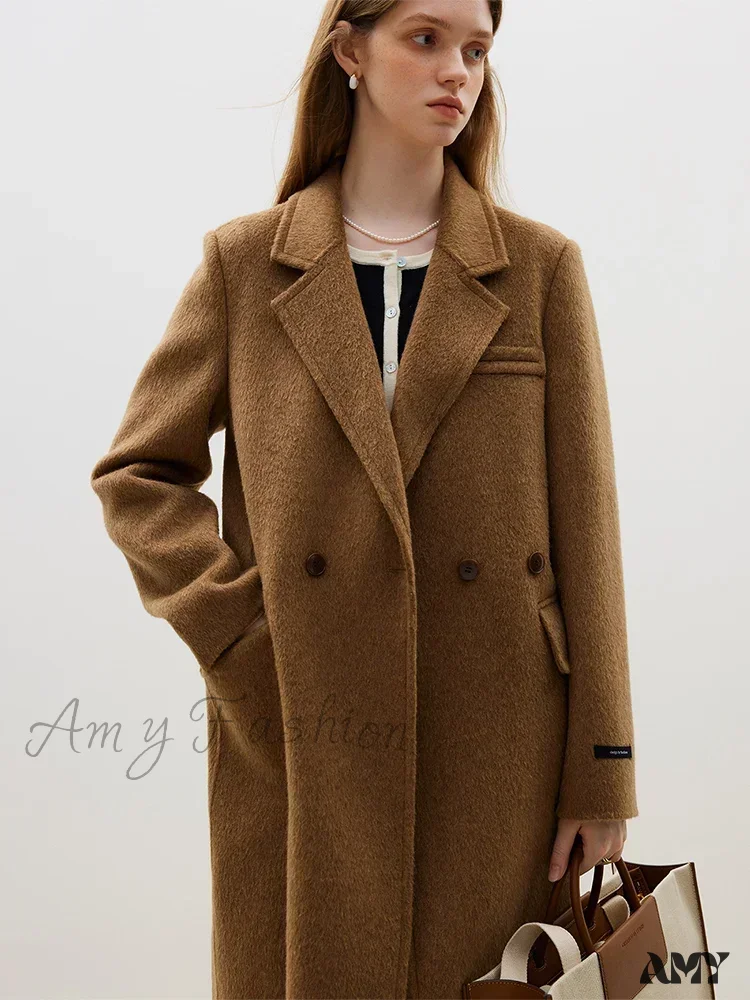 Wool Front Shoulder Temperament Long Notched Collar Double-sided Female Coat - Image 7