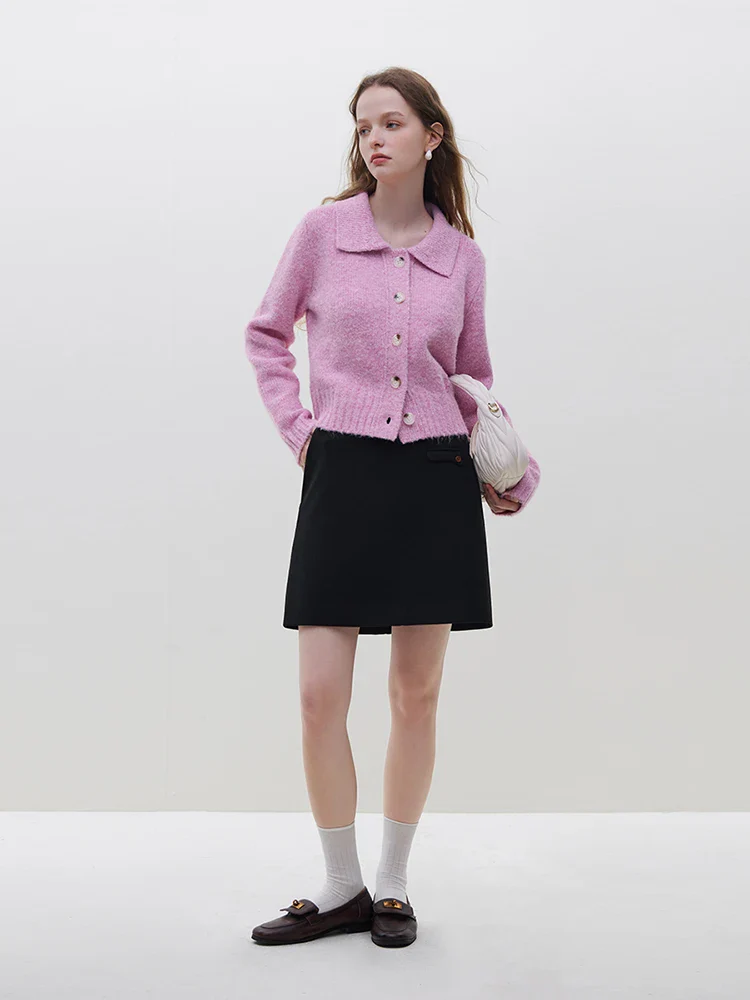 Wool Polo Neck Grey Button Cardigan - Image 3