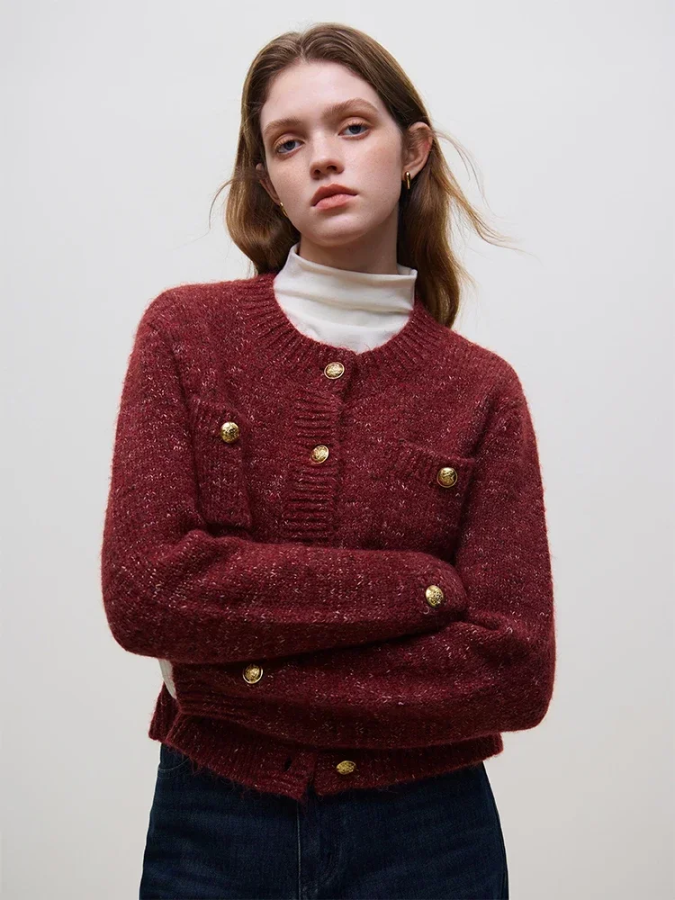 Wool Short Thick Button Knit Cardigan - Image 3