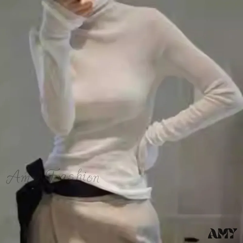 Worsted Micro Transparent Cashmere Women's Slim Wool Base Knitting Elegant Stylish Autumn Winter Sweater - Image 2