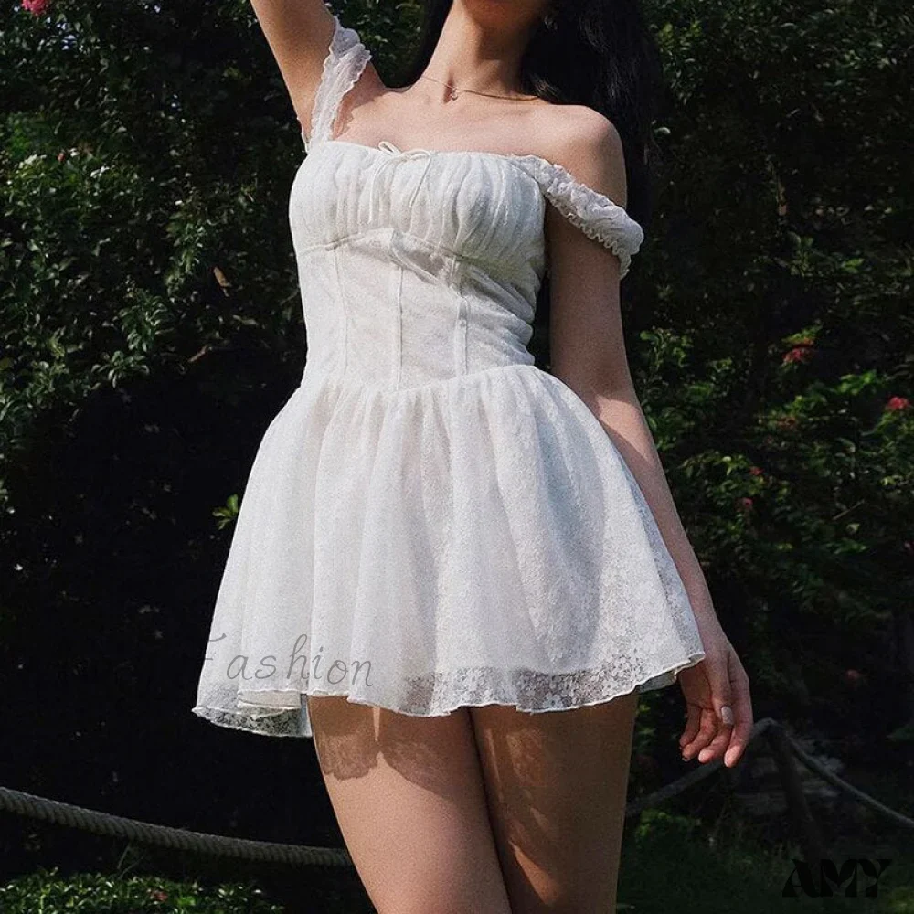 Amy Fashion - Y2K Lace A-line Backless Corset Pleated Mini Dress - Image 2