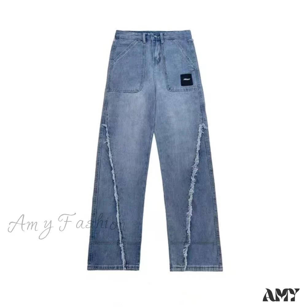 Amy Fashion - Y2k Raw Edge Baggy Jeans - Image 6