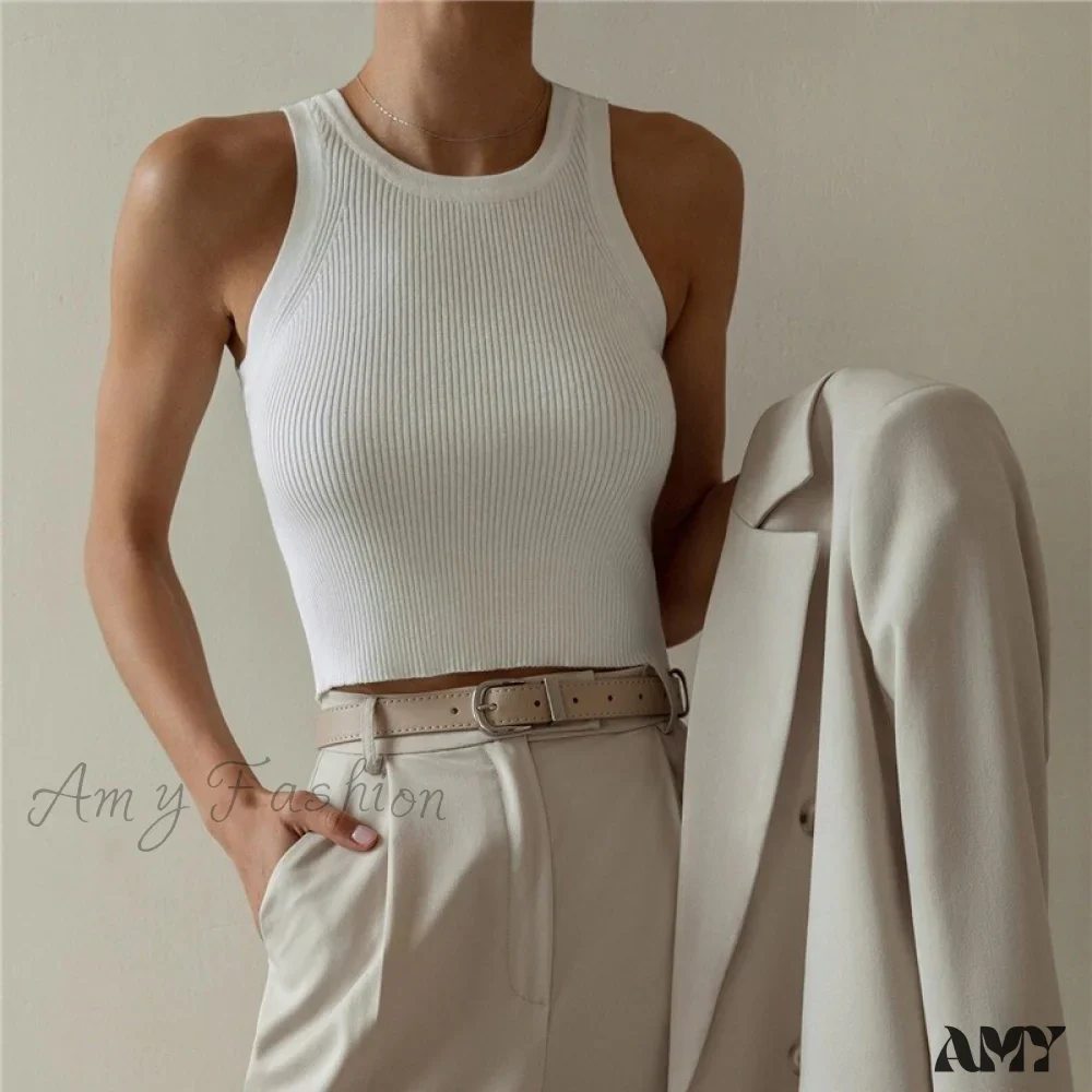 Amy Fashion - Y2K Sleeveless Knitted Crop Tops - Image 12