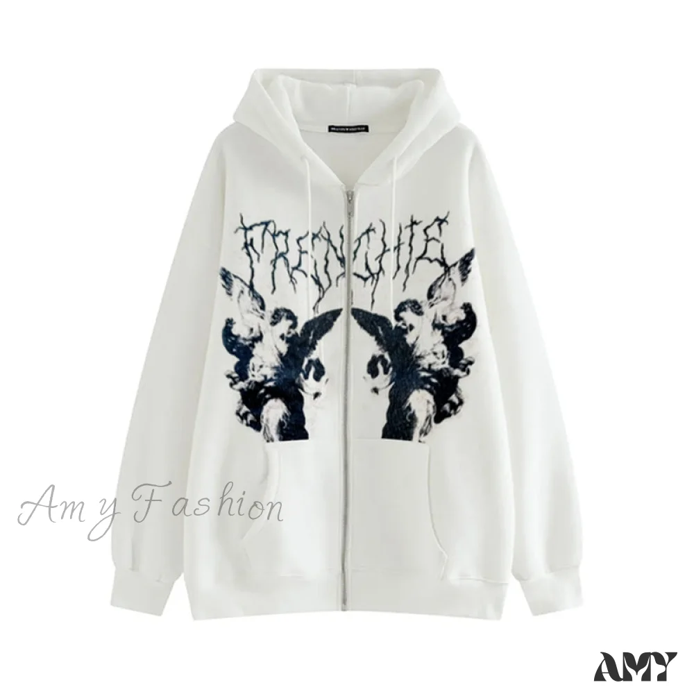 Amy Fashion - Angel Dark Print Streetwear Hoody Jacket - Image 5