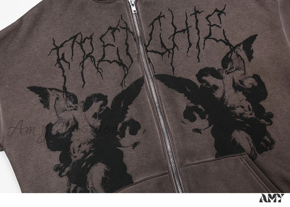 Amy Fashion - Angel Dark Print Streetwear Hoody Jacket - Image 6