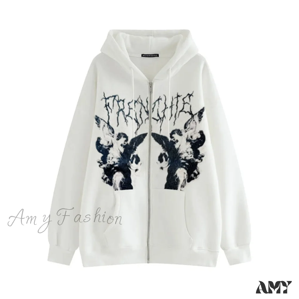 Amy Fashion - Angel Dark Print Streetwear Hoody Jacket - Image 9