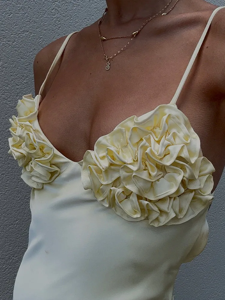 Yellow Floral Satin Slip Maxi Dress - Image 2
