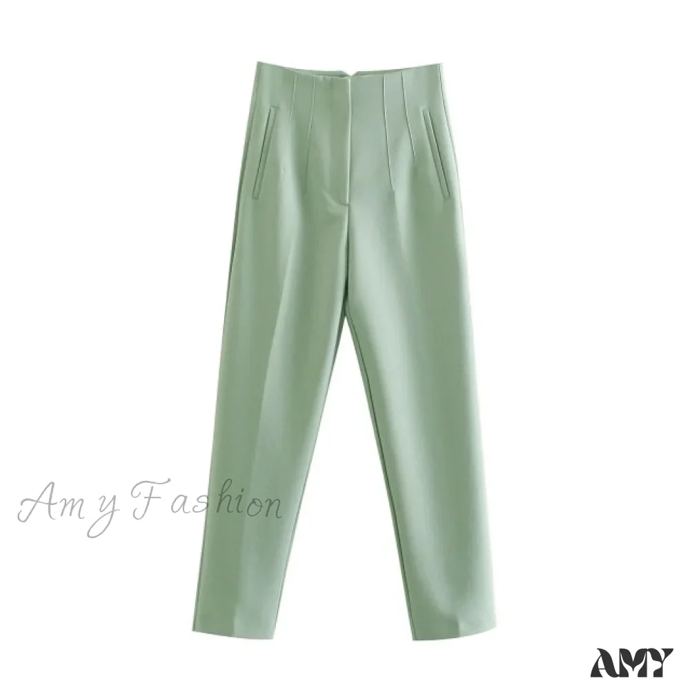 Amy Fashion - Chic Button Zip Elegant Pink Casual Pants - Image 12