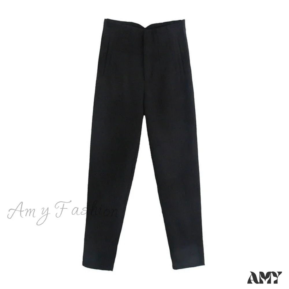 Amy Fashion - Chic Button Zip Elegant Pink Casual Pants - Image 5
