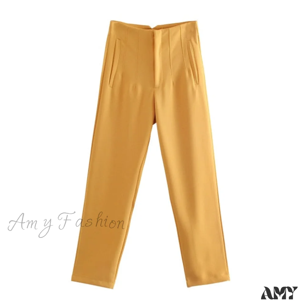 Amy Fashion - Chic Button Zip Elegant Pink Casual Pants - Image 6