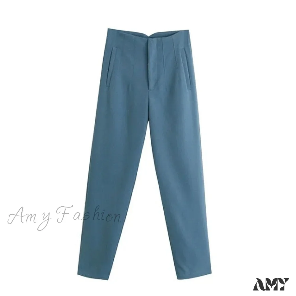 Amy Fashion - Chic Button Zip Elegant Pink Casual Pants - Image 8