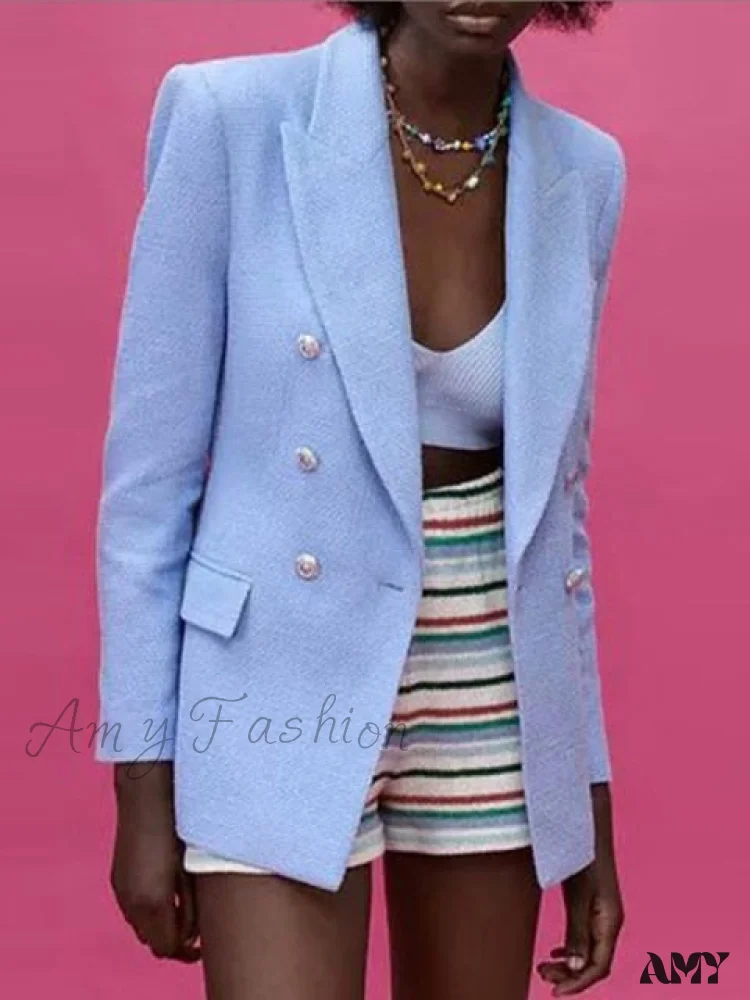 Amy Fashion - Fashion Temperament Double-Breasted Ladies Office Blazer - Image 2