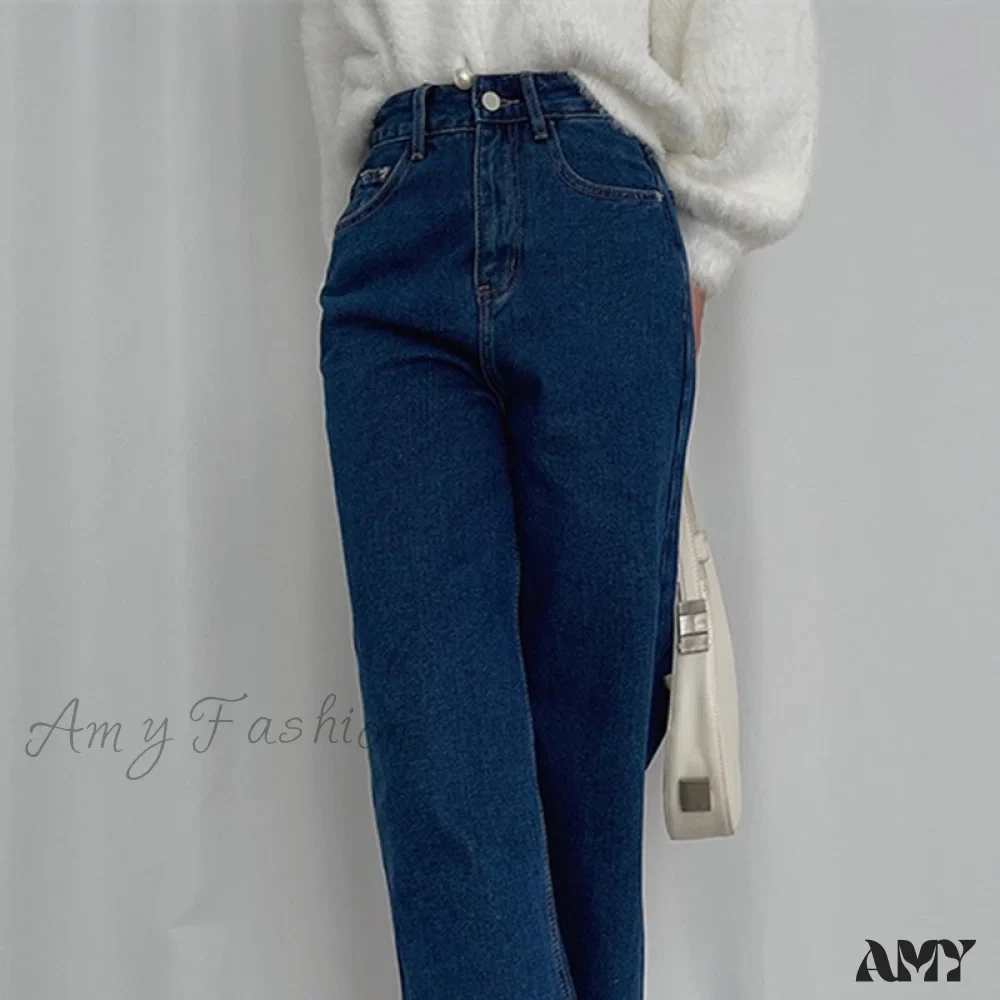 Amy Fashion - Loose High Waist Denim Straight Jeans - Image 6