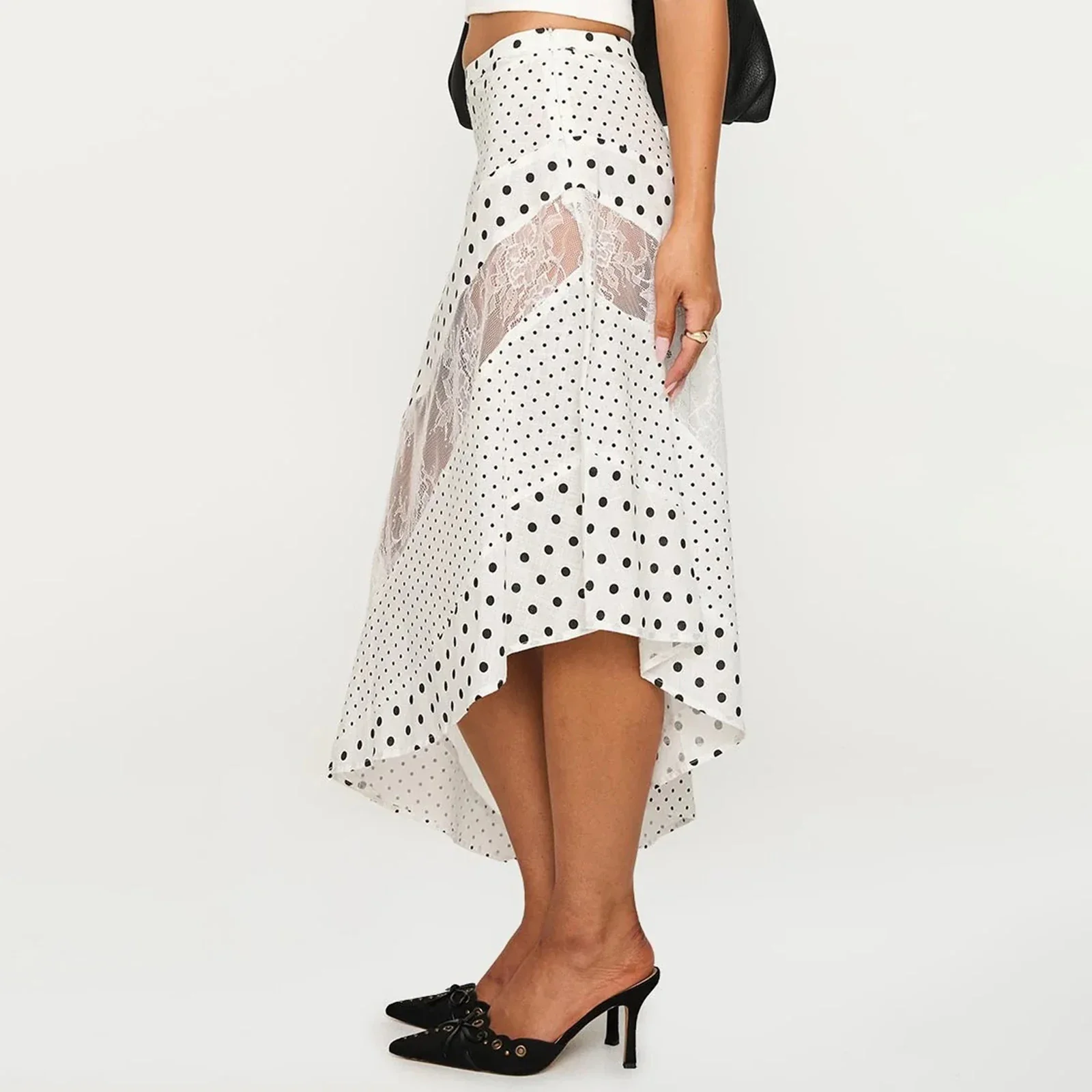 Zip Low Waist Floral Lace Skirt - Image 2