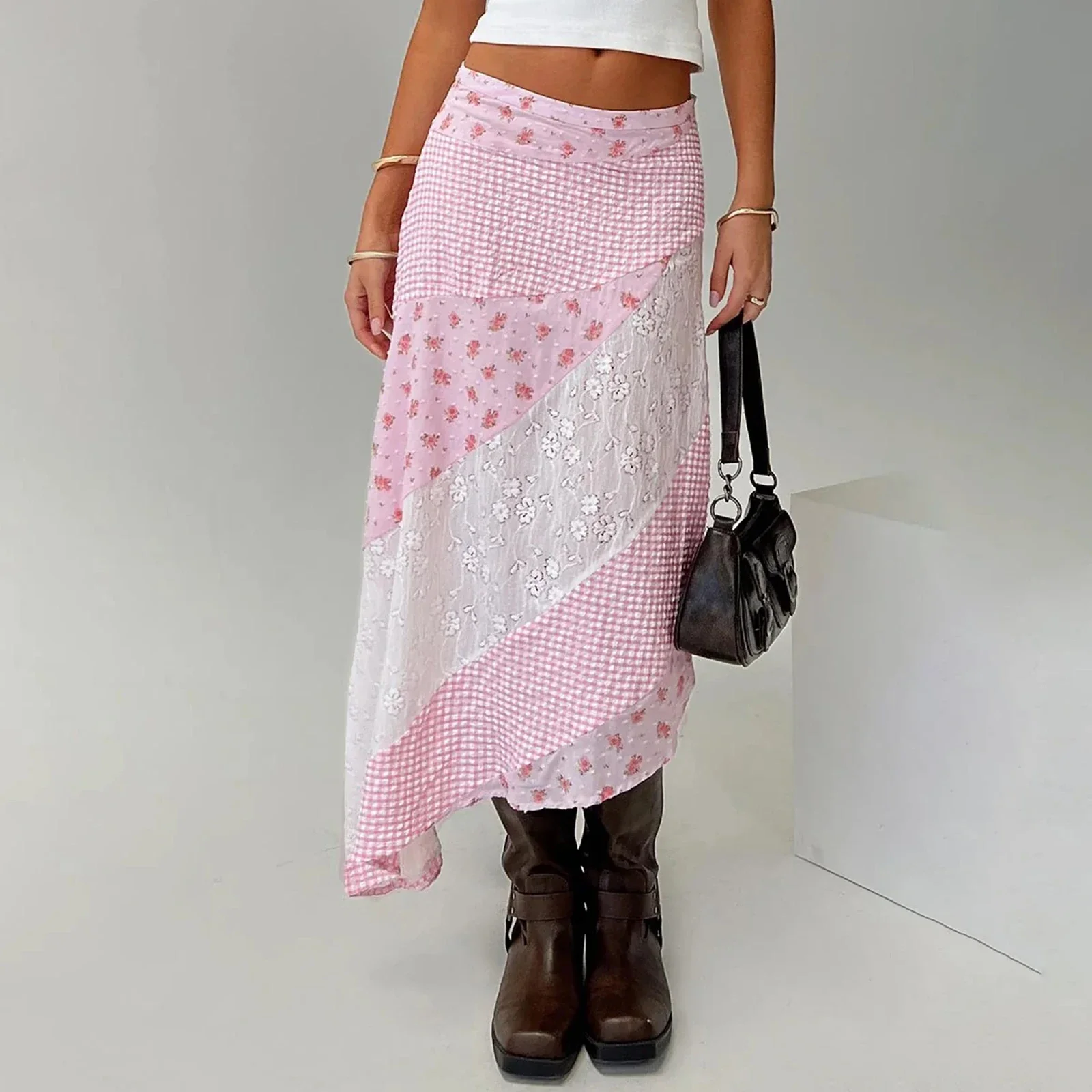 Zip Low Waist Floral Lace Skirt - Image 4