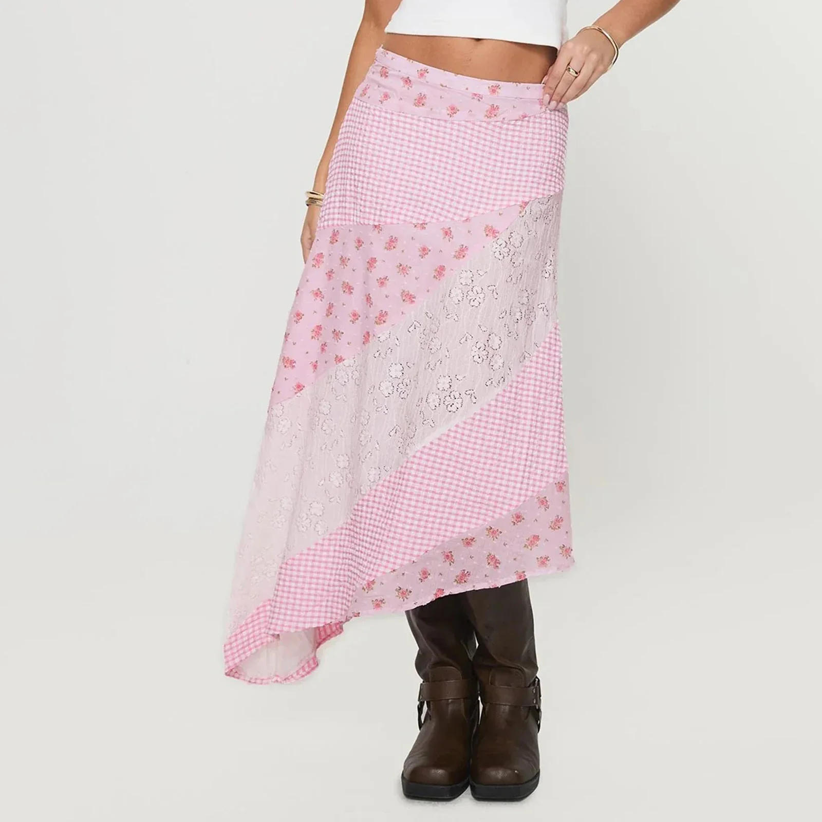 Zip Low Waist Floral Lace Skirt - Image 5