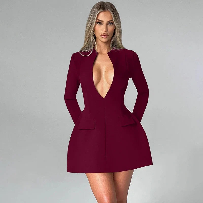 Zipper Patchwork A Line Mini Dress