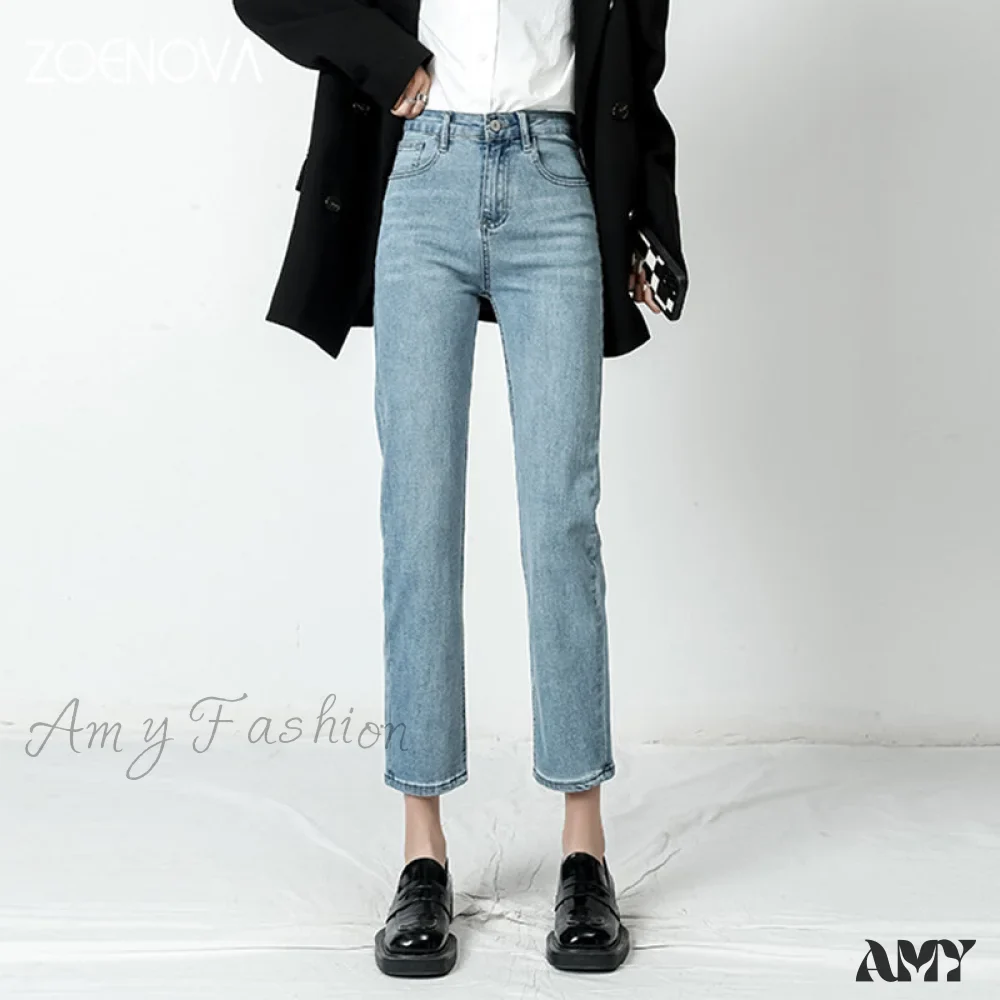 Amy Fashion - Vintage Mid Waist Elegant Skinny Jeans
