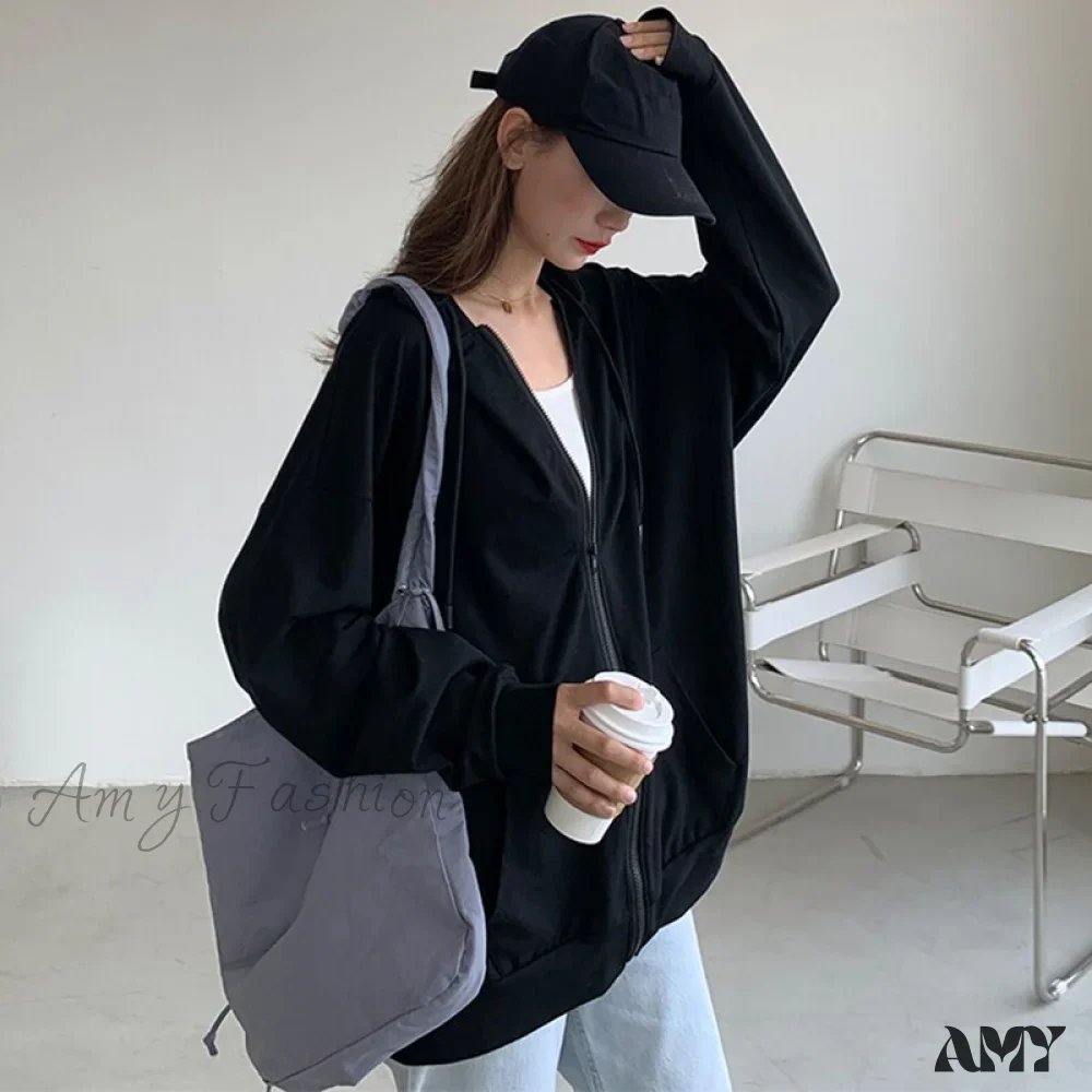 Amy Fashion - Solid Color Simple Zip-Up Coats - Image 3