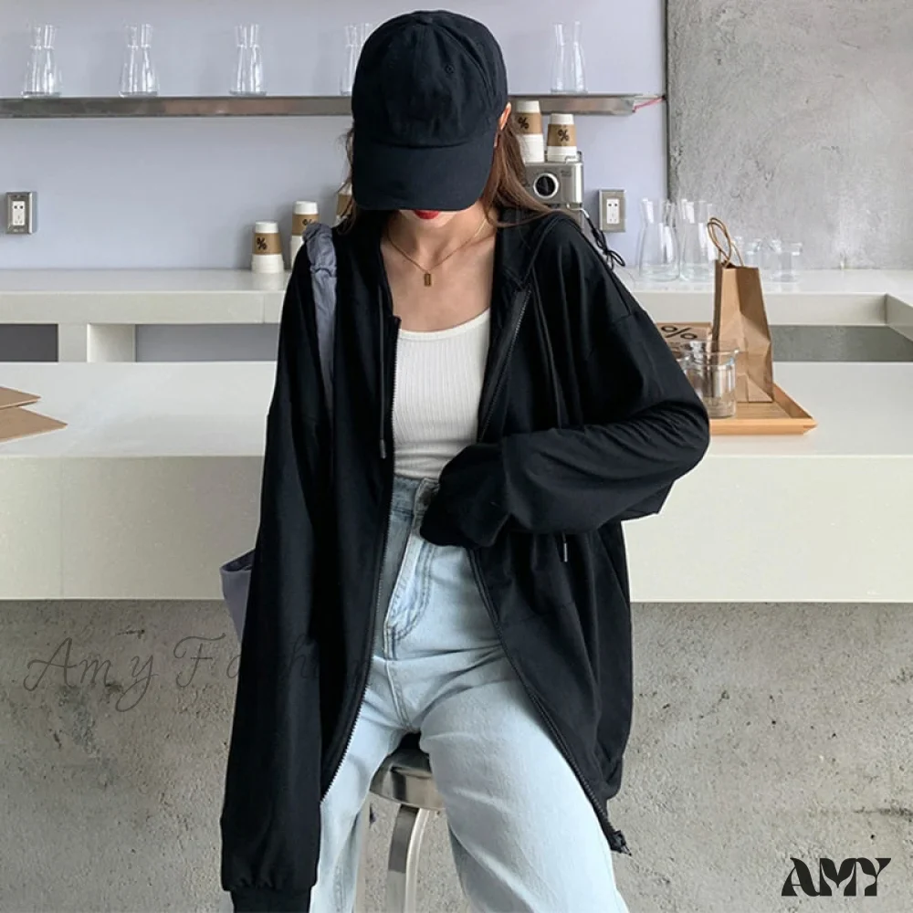Amy Fashion - Solid Color Simple Zip-Up Coats - Image 4